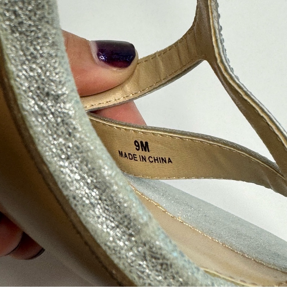 Sliver Rhinestone T-Strap Style Heels - Picture 8 of 8